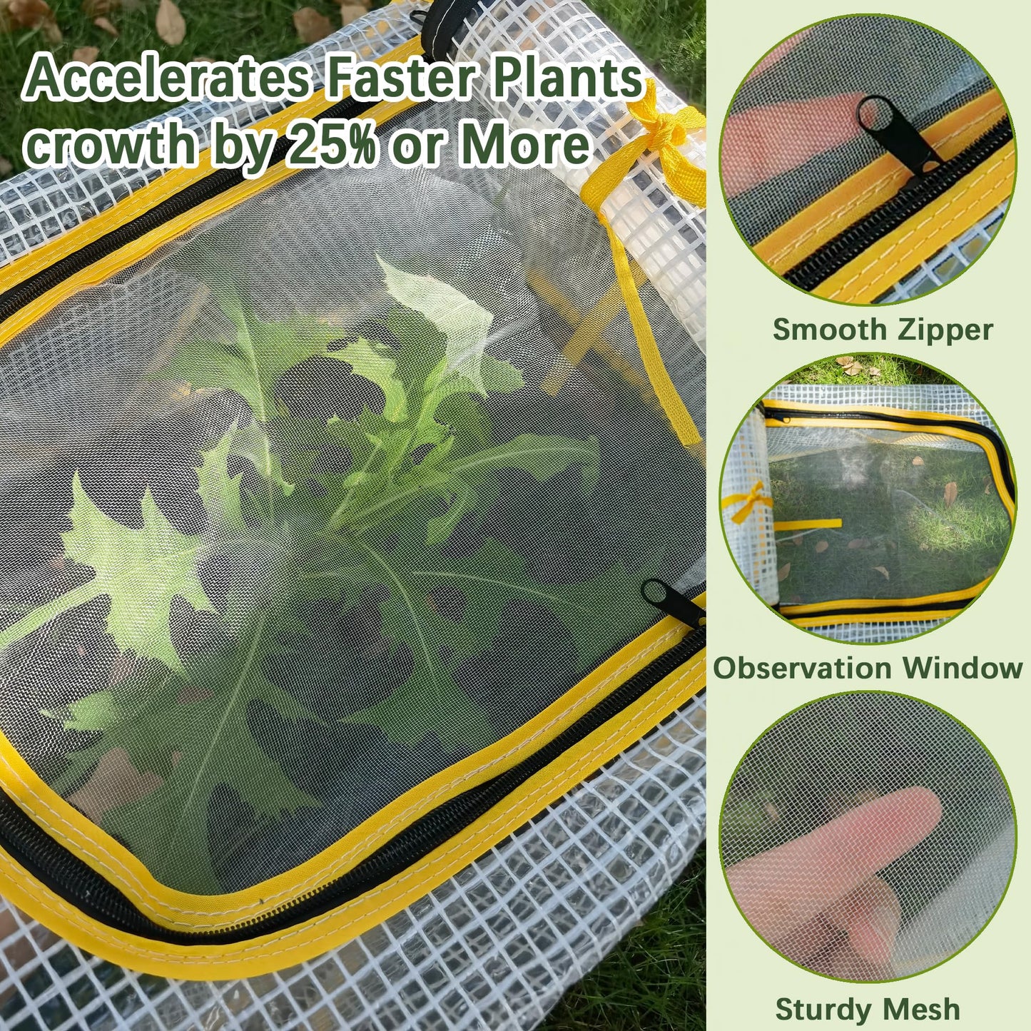 47.2" *14.6" *13.4" Foldable Garden Accelerator Plants Cover Freeze Protection for Raised Bed, Mini Greenhouse Cover with Two Air Hole, Frost Cover for Plant Vegetable Seedling Protector