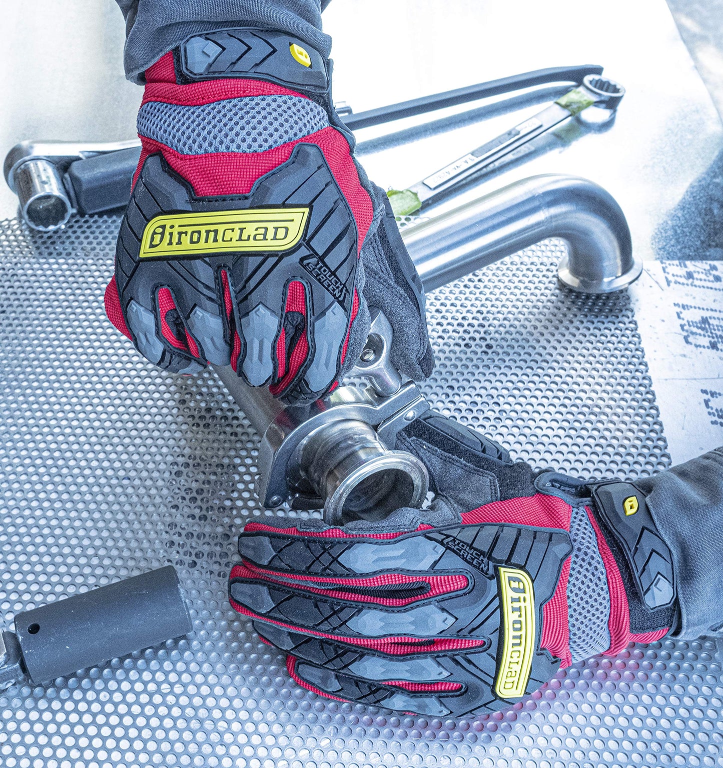 Ironclad Command Impact 360 Cut A5 Work Gloves; Touch Screen Gloves Conductive Palm & Fingers, Impact Protection, Machine Washable, Sized S, M, L, XL, XXL (1 Pair), Red (IEX-MIGR5-03-M)
