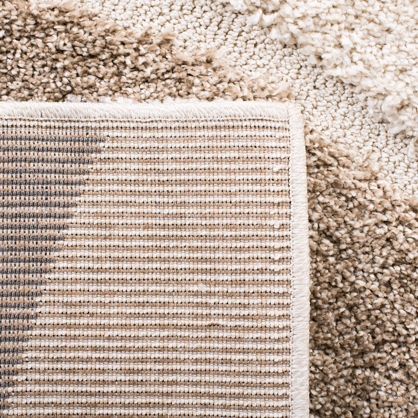SAFAVIEH Florida Shag Collection Area Rug - 5'3" x 7'6", Ivory & Grey, Abstract Design, Non-Shedding & Easy Care, 1.2-inch Thick Ideal for High Traffic Areas in Living Room, Bedroom (SG475-1180)