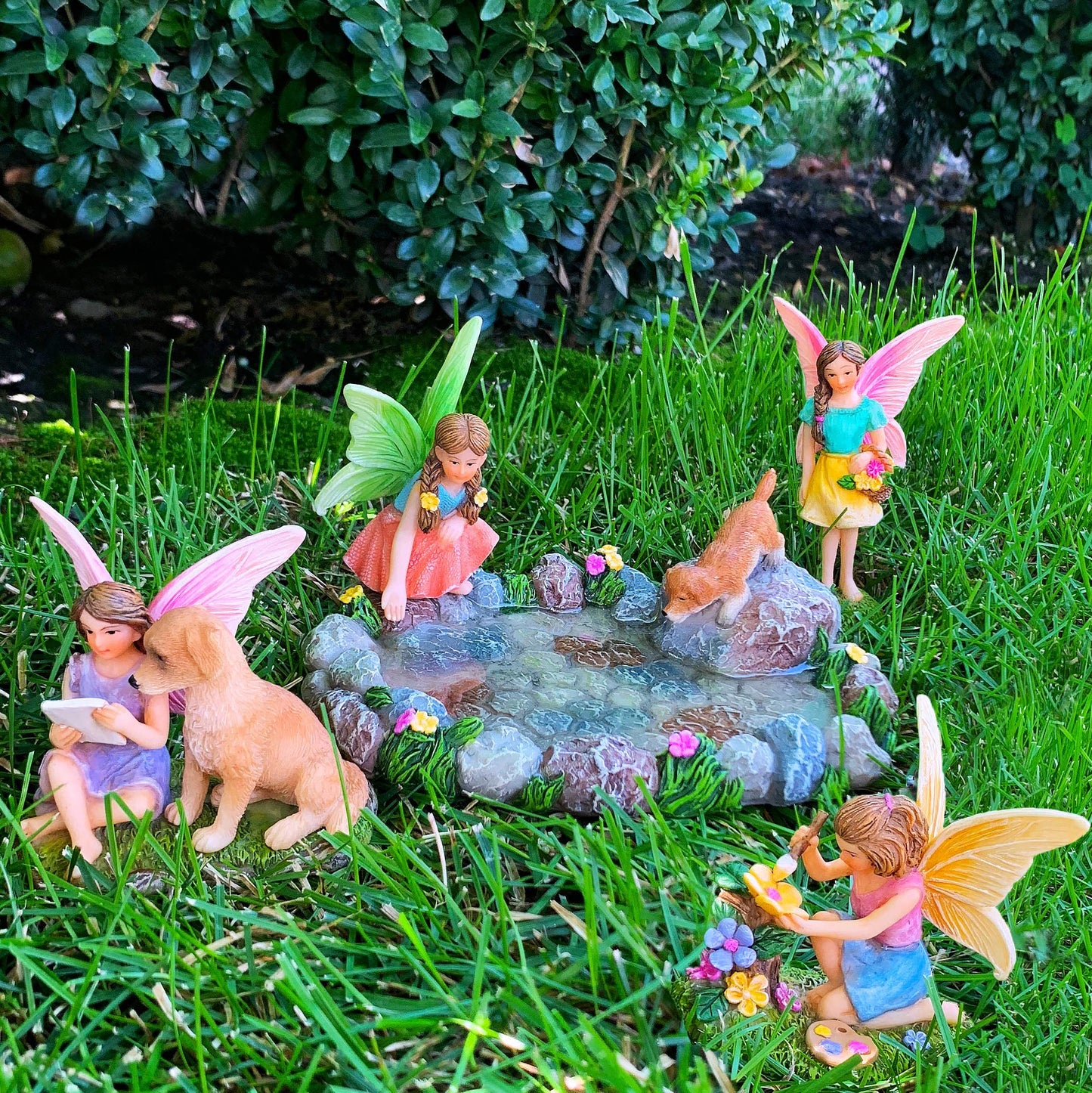 Mood Lab Miniature Garden Decor - Decorative Resin Pond Statues (5 pcs) - Indoor & Outdoor Use
