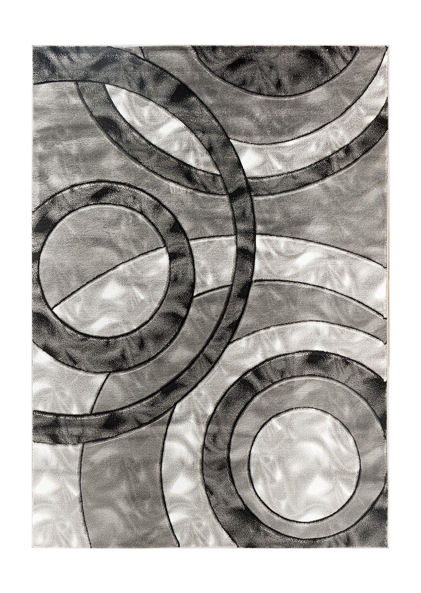 GLORY RUGS Area Rug 2x3 Grey Black Door Mat Modern Circles Soft Contemporary Floor Carpet Fluffy Texture for Indoor Living Dining Room and Bedroom Area