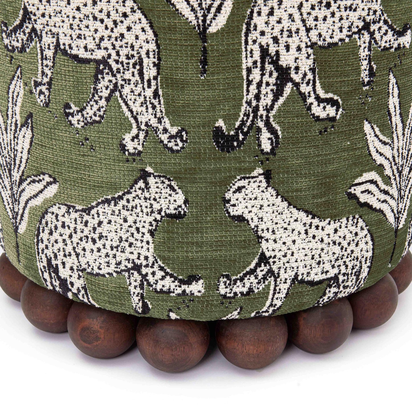 Tov Furniture Dex Olive Green Leopard Jacquard Ottoman