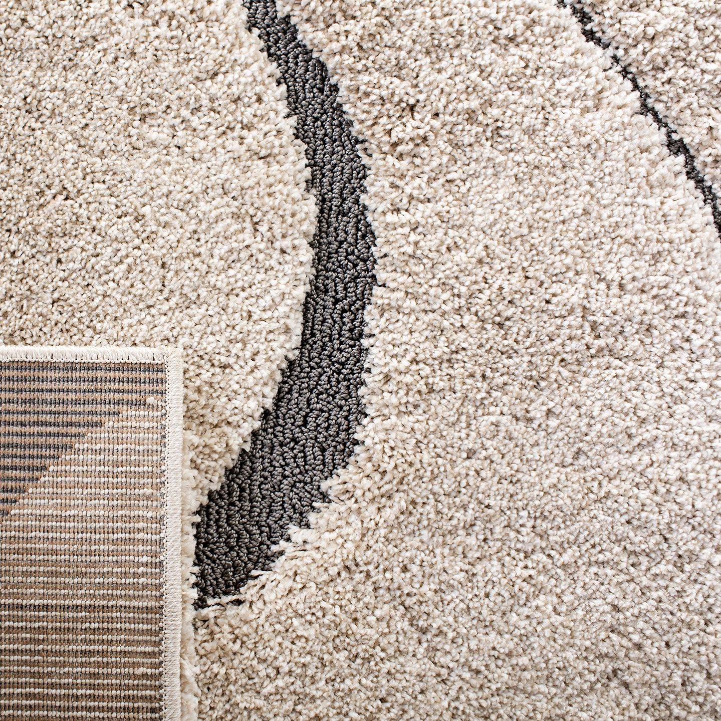 SAFAVIEH Florida Shag Collection Accent Rug - 2'3" x 5', Cream & Grey, Non-Shedding & Easy Care, 1.2-inch Thick Ideal for High Traffic Areas in Entryway, Living Room, Bedroom (SG471-1180)