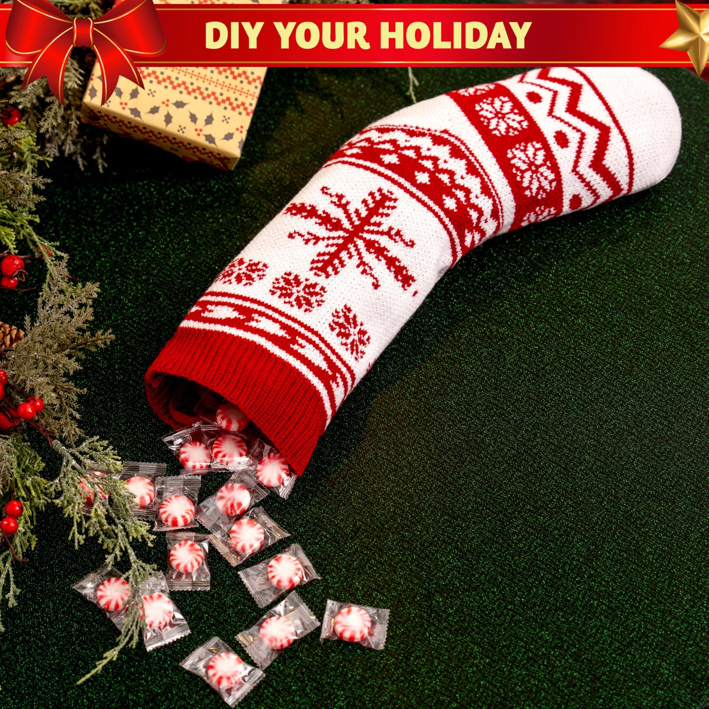 JOYIN 6 Pack 18" Christmas Knit Stockings, Large Rustic Yarn Xmas Stockings Bulk, Cable Knit Xmas Stockings with Snowflake Snowman Reindeer Character for Christmas Tree Fireplace Holiday Decorations