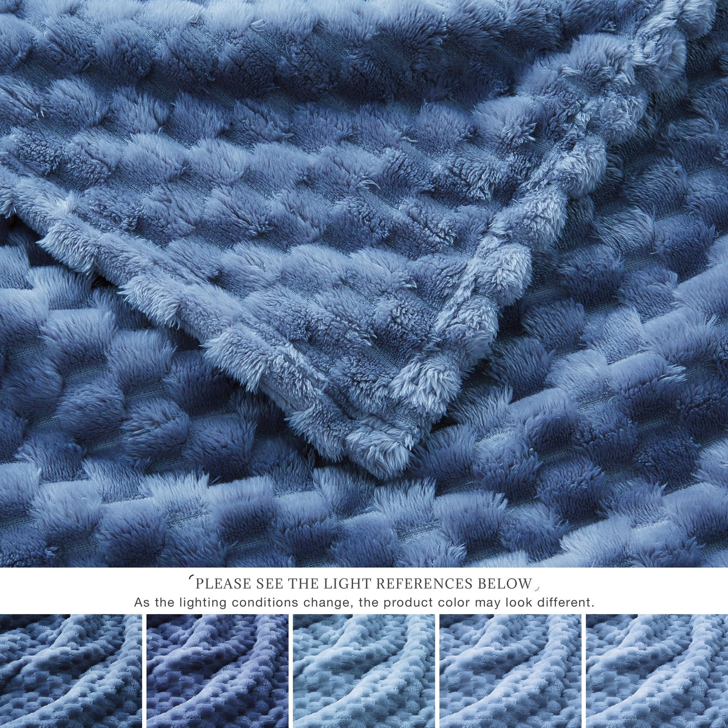 EXQ Home Fleece Throw Blanket for Couch or Bed - 3D Imitation Turtle Shell Jacquard Decorative Blankets - Cozy Soft Lightweight Fuzzy Flannel Blanket Suitable for All Seasons(50"×60",Dark Blue)