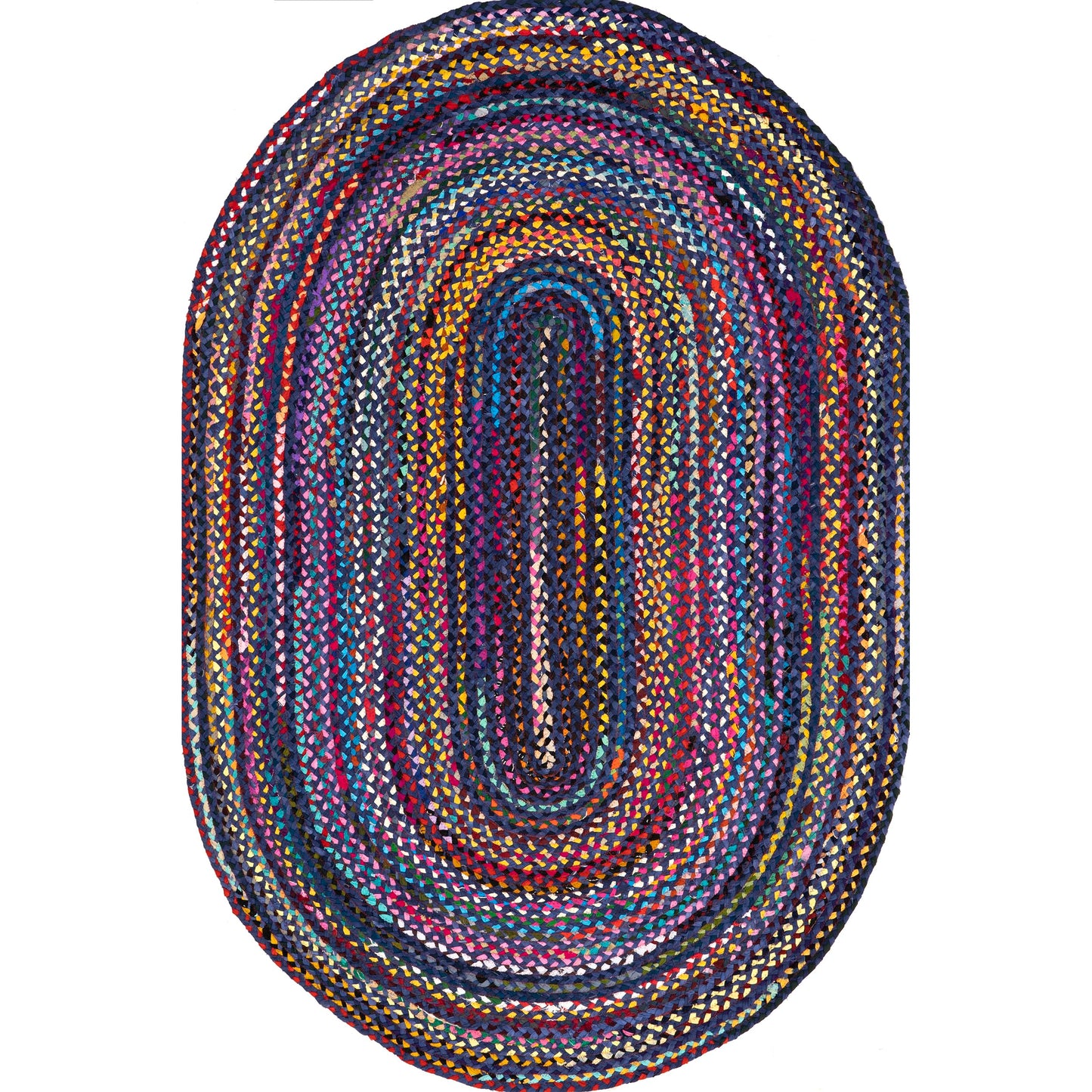nuLOOM Tammara Bohemian Hand Braided Area Rug, Oval 3x5, Blue