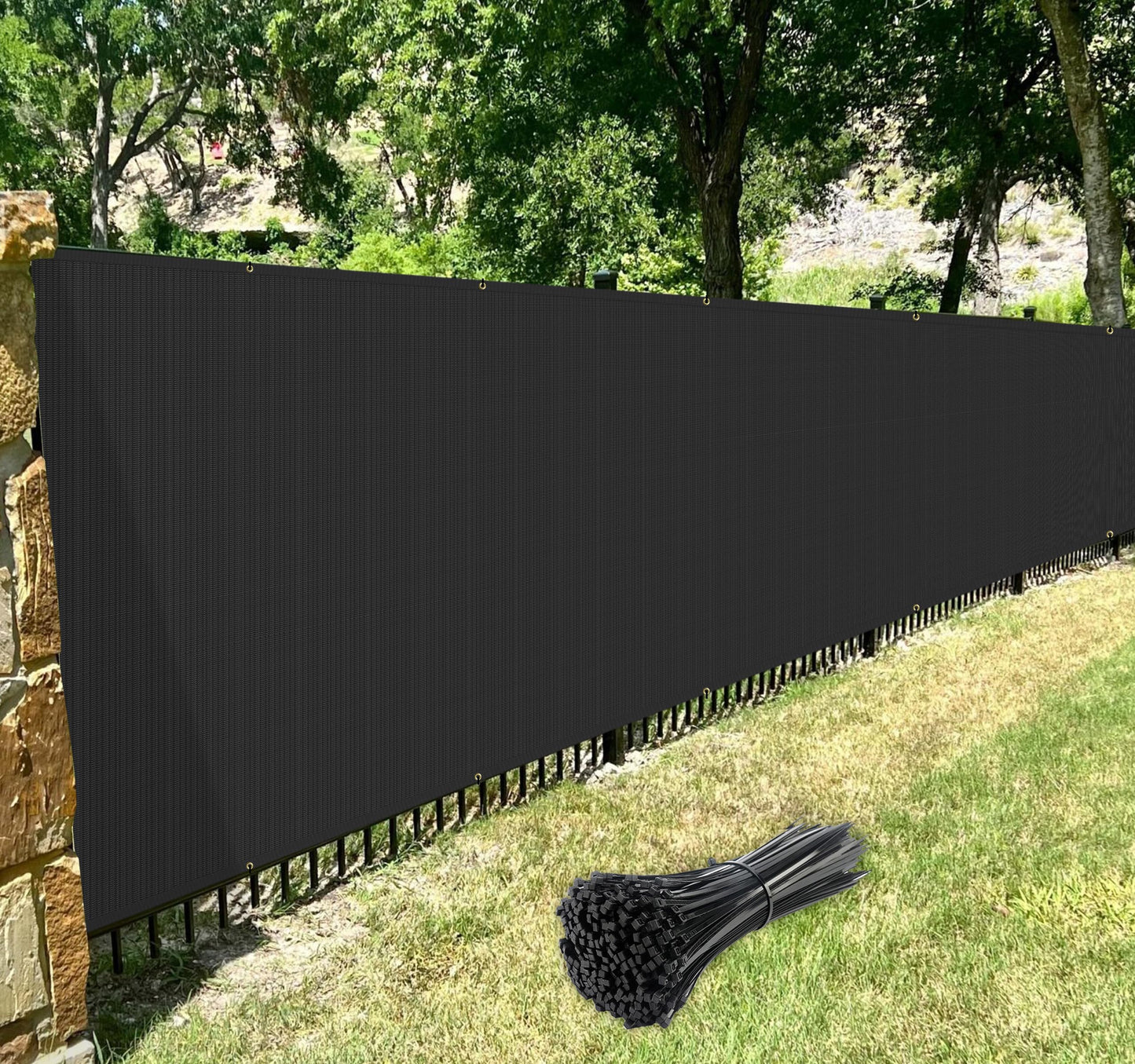 Windscreen4less 6'x50' Privacy Fence Screen Heavy Duty Windscreen Fencing Mesh Fabric Shade Net Cover for Outdoor Wall Garden Yard Pool Deck Black