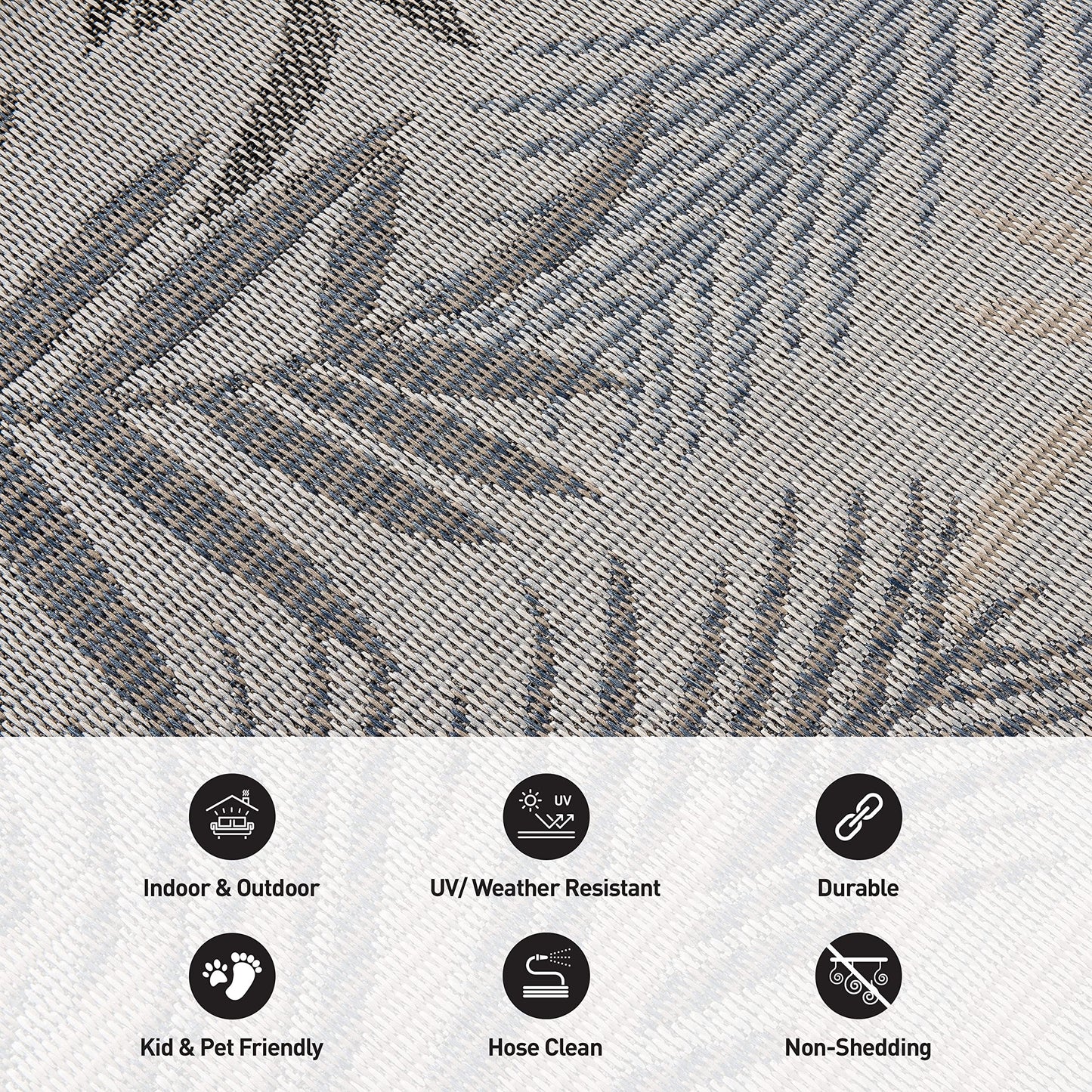 Rugshop Bahama Palm Frond Indoor/Outdoor Non-Shedding Patio Deck Backyard Area Rug 5' x 7' Cream
